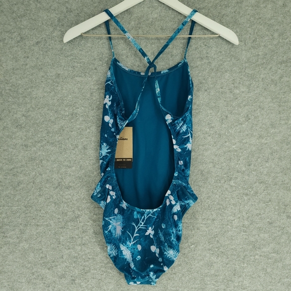 Nike Racerback Blue Floral One Piece Swimsuit - Picture 2 of 7